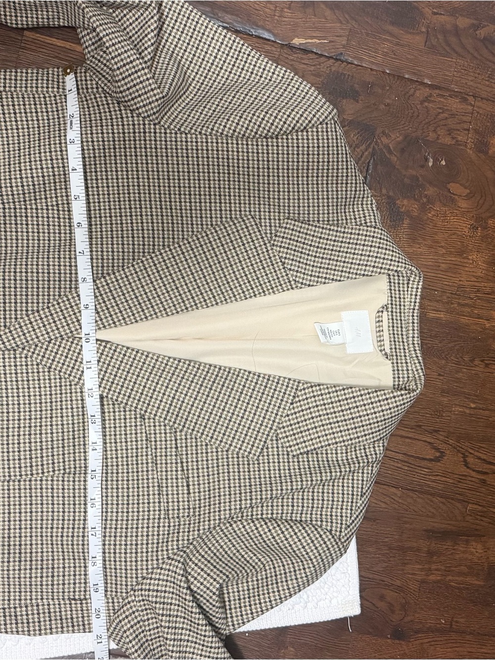 Womens Houndstooth Blazer Jacket - Tan/Black - Picture 12 of 13
